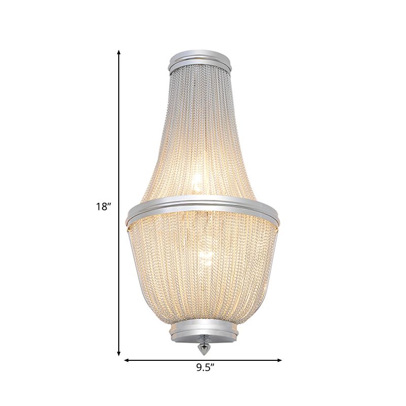 Empire Bedroom Wall Light Traditional Crystal Bead 1 Light Silver/Coffee Sconce Light Fixture