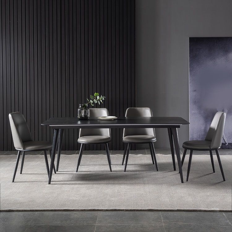 Modern Dining Table Set 1/4 Pcs Sintered Stone Dining Table with Faux Leather Chairs