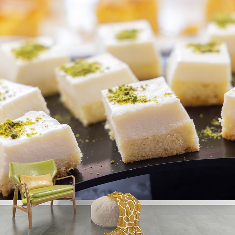 Modern Style Sweet Dessert Food Mural Stain Resistant Wallpaper for Commerce Shop