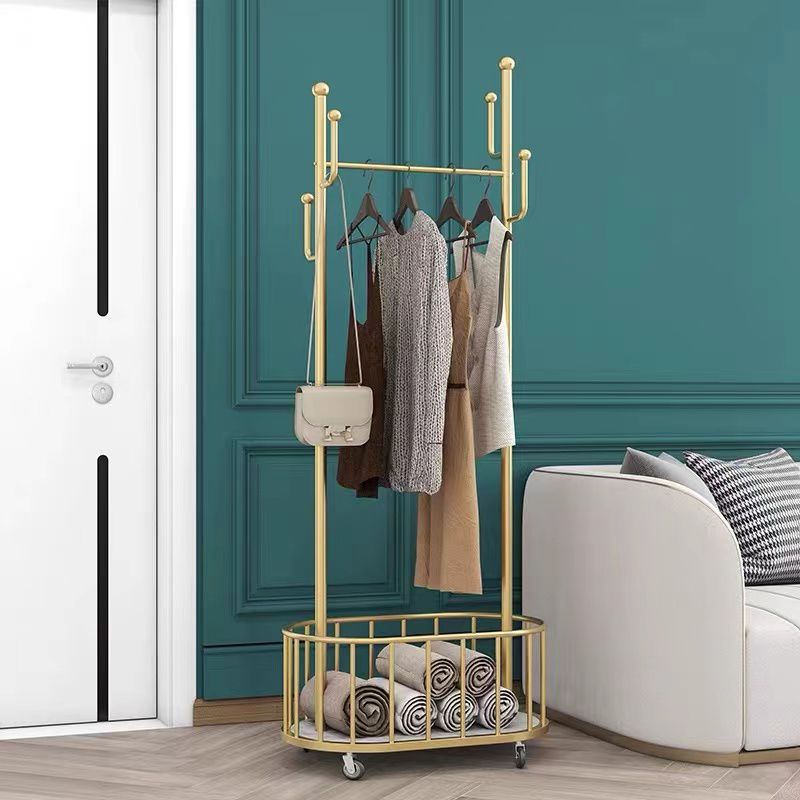 Modern Hall Stand Metal Framed Storage Shelving and Hooks Coat Hanger