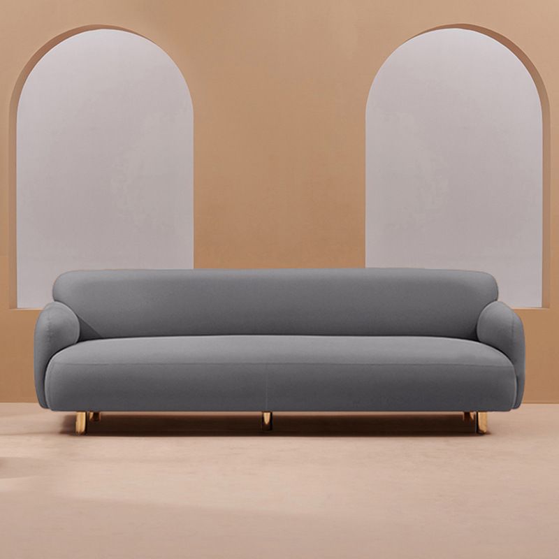Recessed Arm Sofa Mid-century Modern 3-Seater Faux Leather Sofa