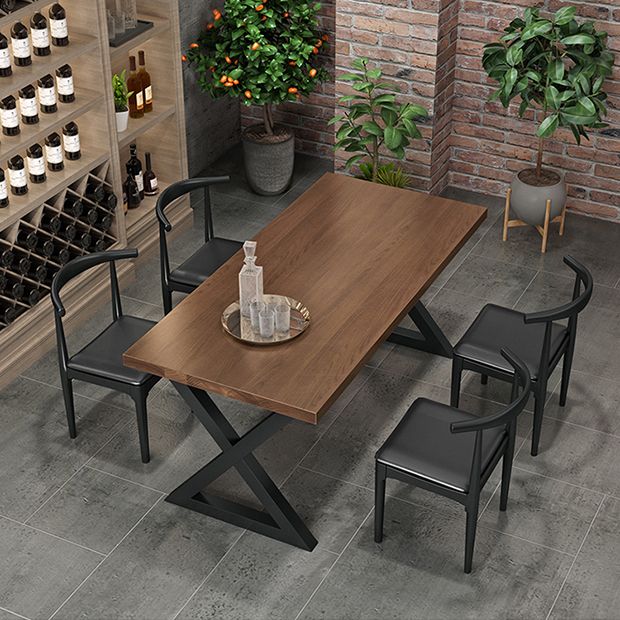 Industrial  1/3/4/5 Pieces Dining Set Rectangle Pine Wood Dining Table for Dining Room