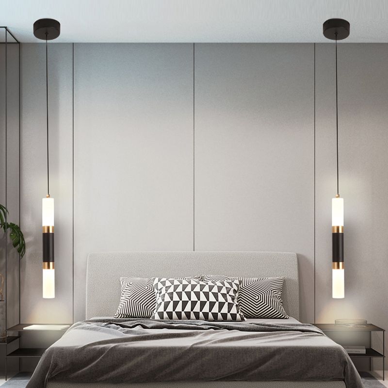 1-Light Line Hanging Pendant Modern Style Metal Hanging Lighting for Living Room