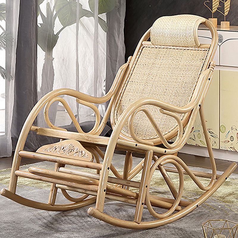Traditional Rocking Chair Wicker Solid Color Built-in Armrest Indoor Rocking Chair