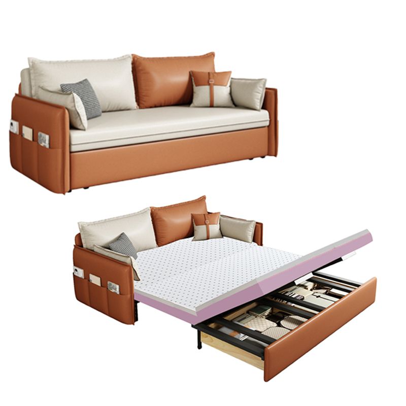 32" Wide Scandinavian Sleeper Sofa Futon Faux Leather Sleeper Sofa