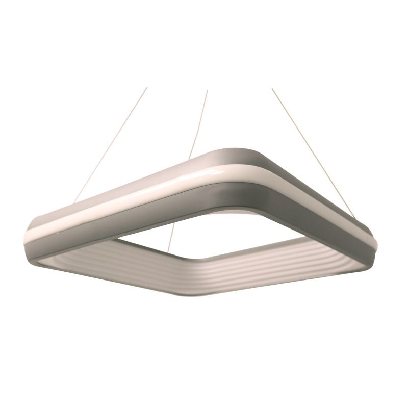 Metal Square Pendant Lighting Modern Led Grey Hanging Ceiling Lamp Fixture in Third Gear, 19"/25" Wide