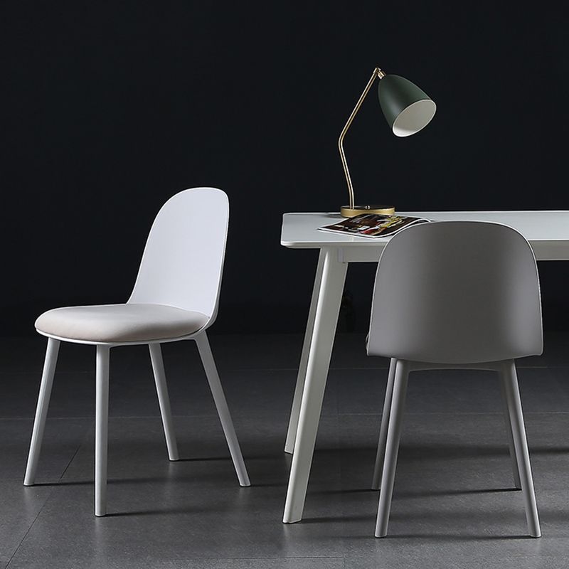16'' Wide Dining Side Chairs Modern Plastic Indoor-Outdoor Solid Back Chair