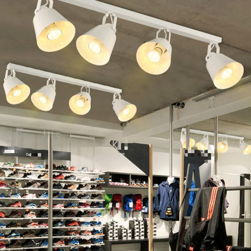 2/3/4 Lights Bucket Ceiling Light Fixture Loft Stylish Black/White Finish Metal Rotatable Semi Flush Mount Lighting