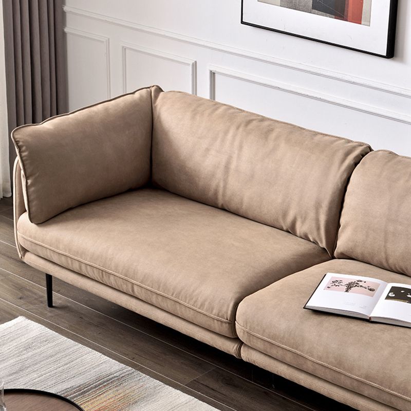 Stationary Faux Leather Living Room Pillow Top Arm Standard Sofa