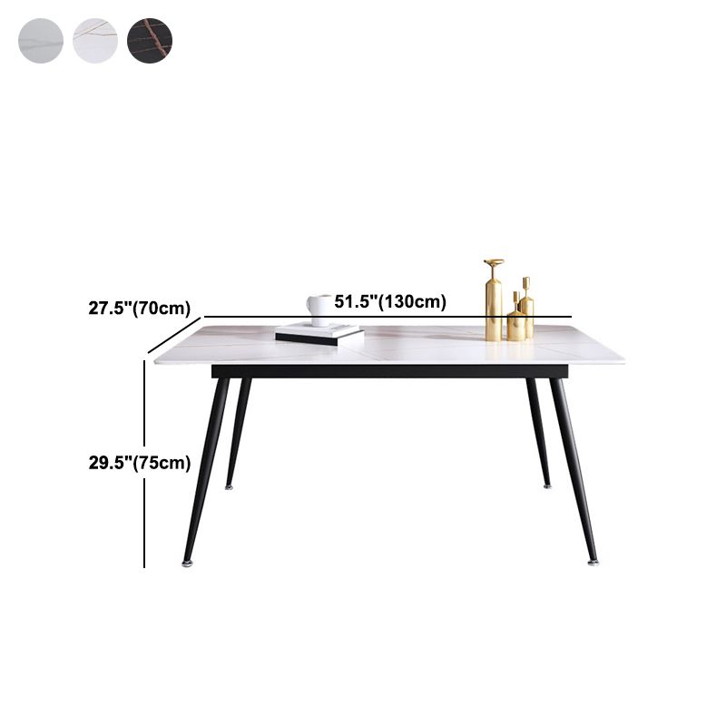 Industrial Rectangle Stone Table Standard Height Kitchen Table with 4 Legs