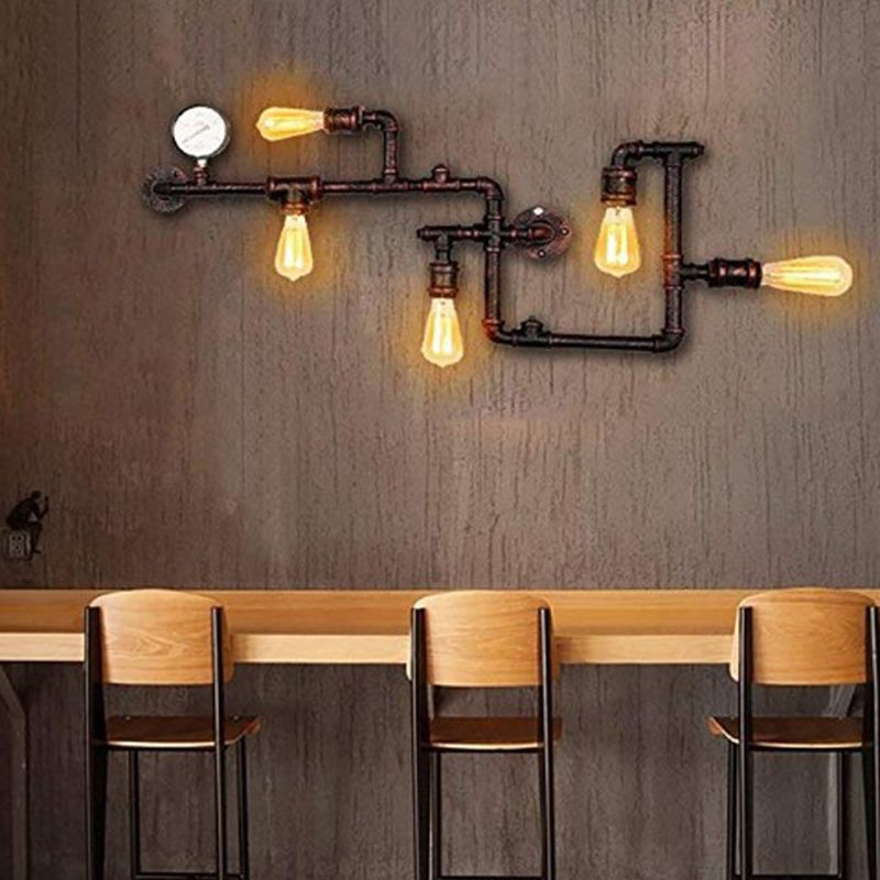Industrial Retro Style Man Tauge Leuchte Leuchte Metall 5 Lichter Wandlampe für das Restaurant