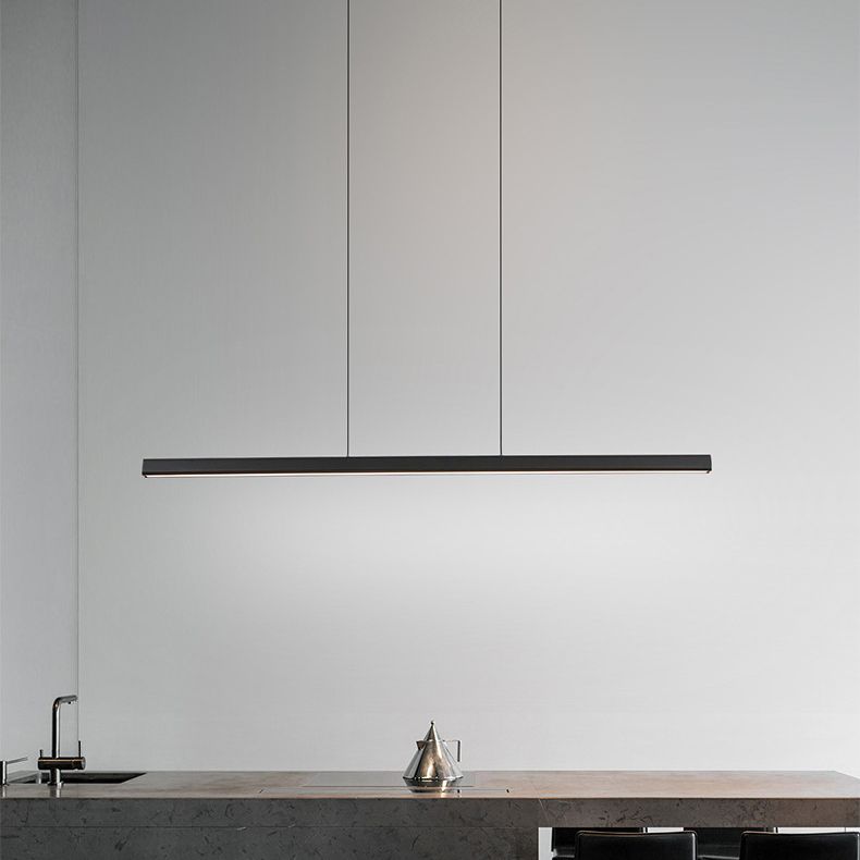 Black Linear LED Pendant Light Metal Acrylic Hanging Lamp for Dining Room