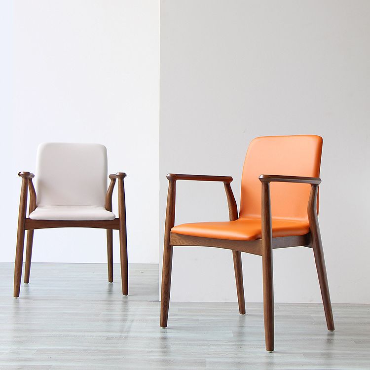 Contemporary Kitchen Dining Arm Chair Faux Leather Parsons Dining Chair