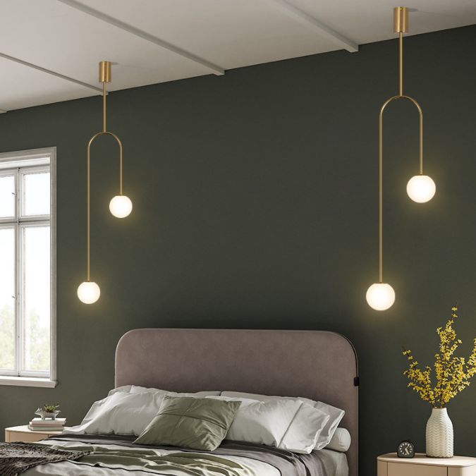2 luci illuminazione a sospensione sferica moderna semplicità latte in vetro a soffitto a soffitto