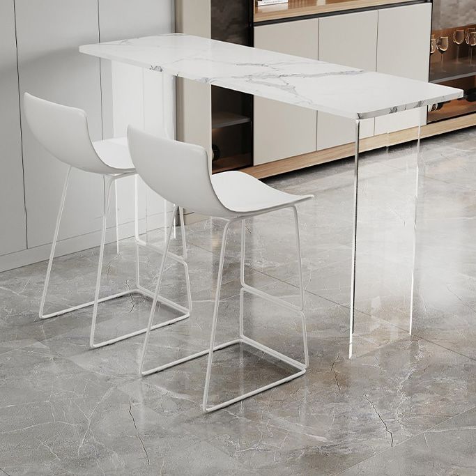 Modern Double Pedestal Bar Dining Table Stone and Acrylic Bar Table