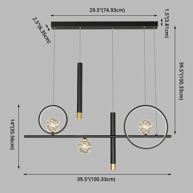 Modern Minimalist Minimalist Linear Isola Luci Luci in metallo Pla lampadario per soggiorno