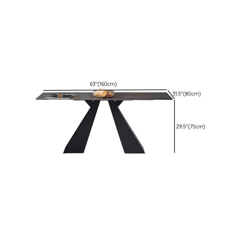 Modern Simple Dining Table Rectangle Dinner Table with Metal Base for Dining Room
