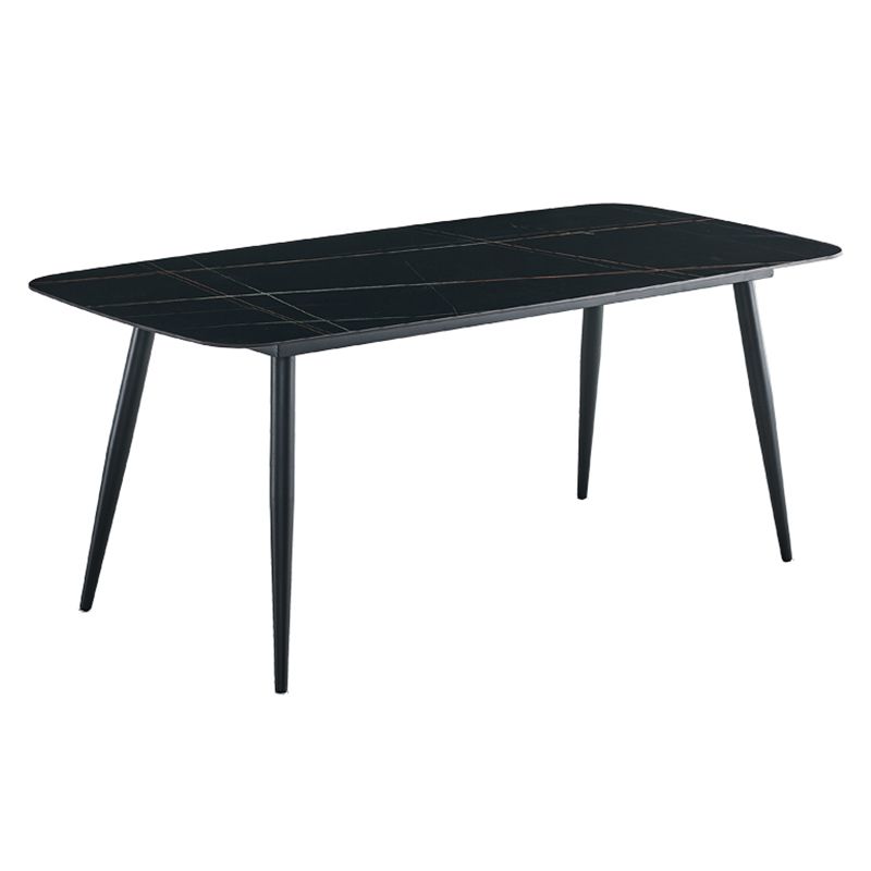 Contemporary Dining Table Sintered Stone Dining Table with 4 Metal Legs