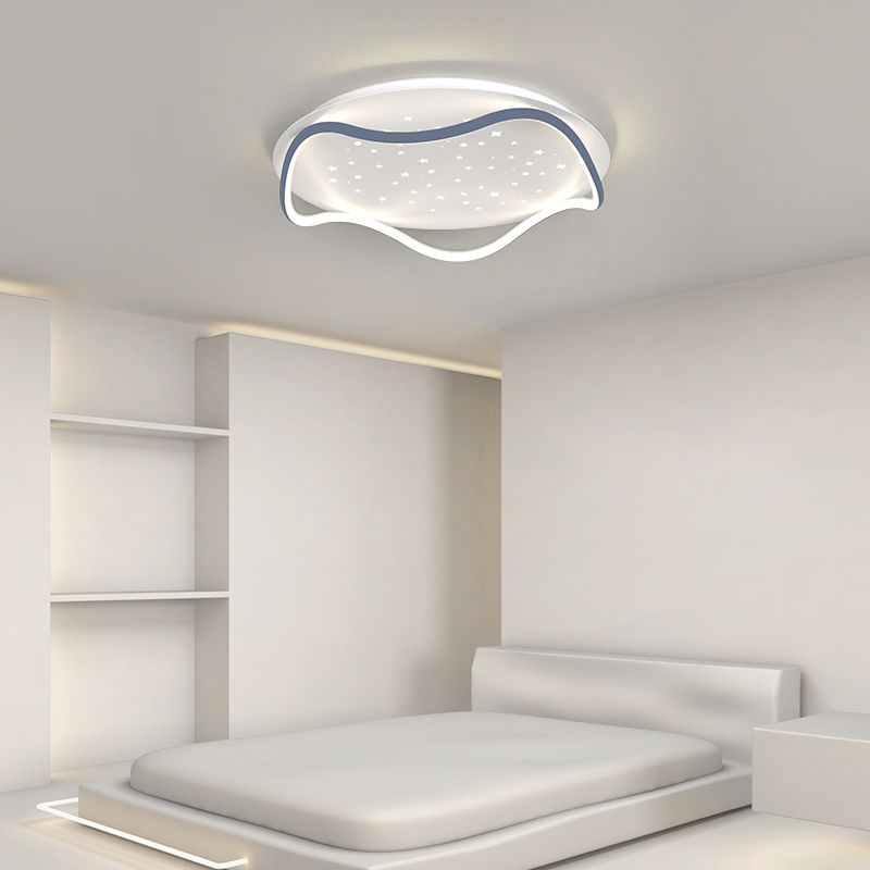 Modern Round Shape Ceiling Lamp Iron 2 Lights Flush Mount for Bedroom