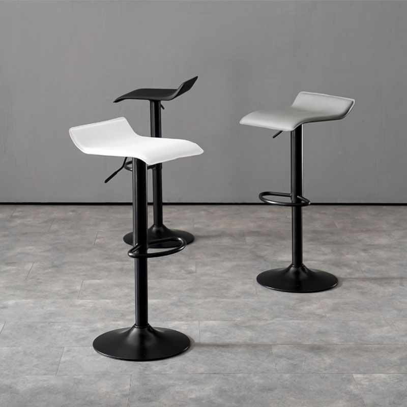 Modern Adjustable Swivel Bar Stool Footrest Low Back Faux Leather Bar Stool