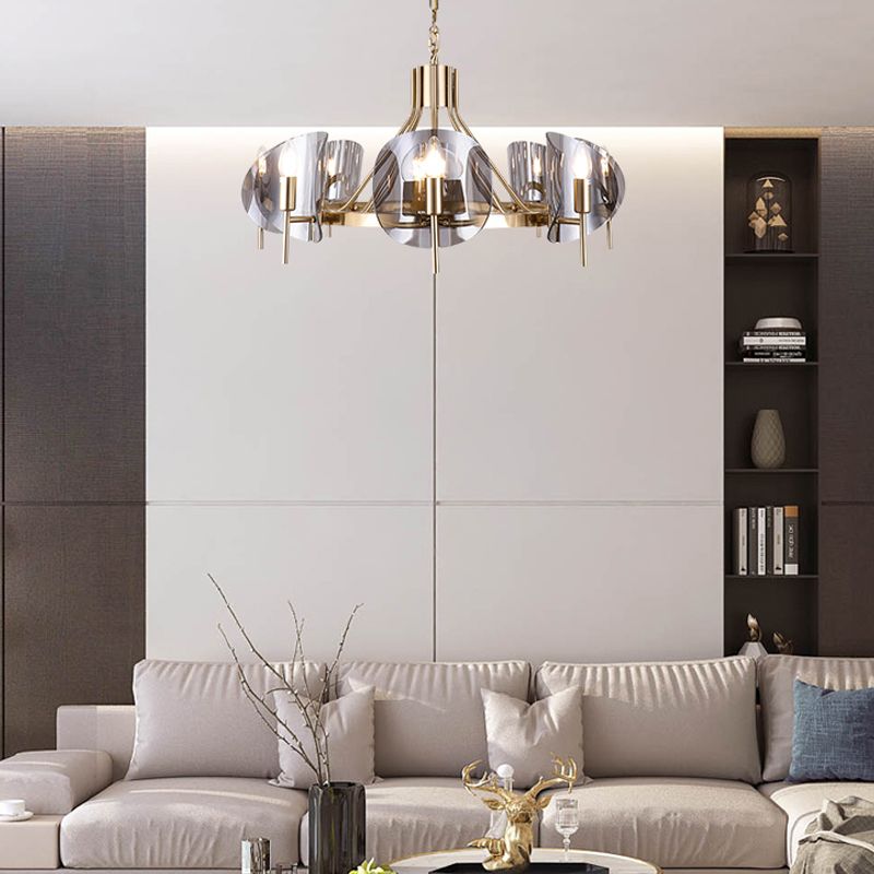 Modern Style Chandelier Light Fixture Round Shape Glass Hanging Light for Living Room