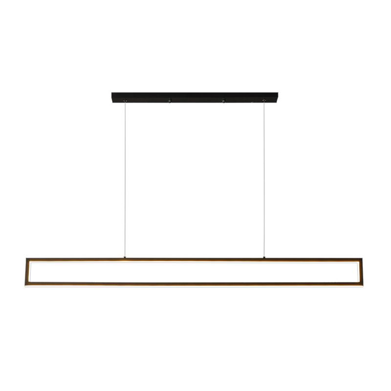 Minimalist Rectangle Frame Island Light Metal Dining Room LED Pendant Lamp in White/Warm Light, 39"/47" Long