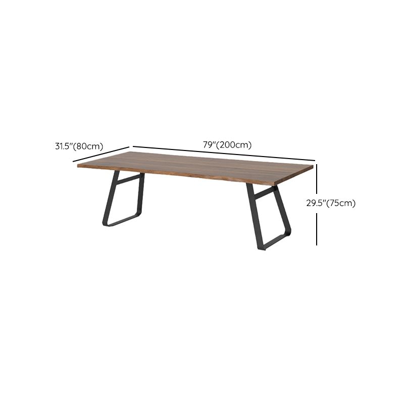 Brown Solid Wood Top Dining Table Rectangle Kitchen Dinette Table