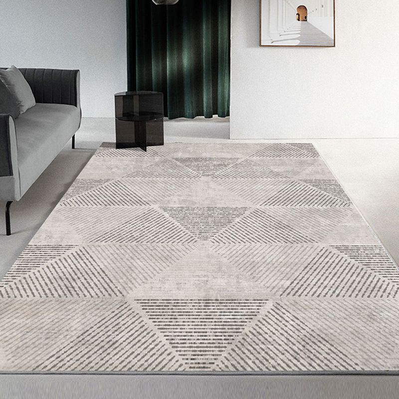 Geometric Khaki Rug Modern Patchwork Area Carpet Polyester Stain Resistant Carpet for Living Room