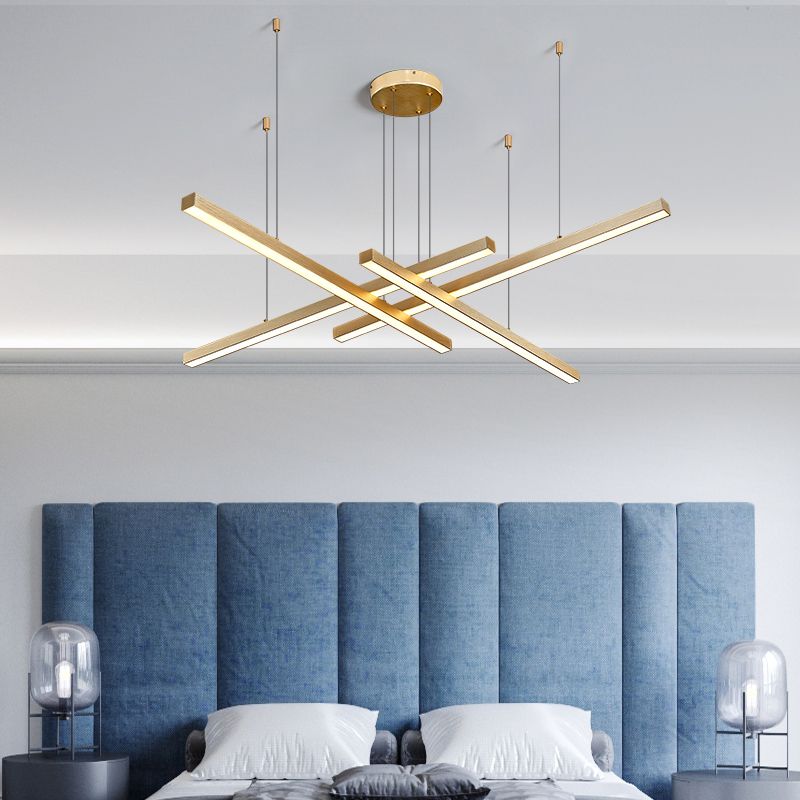 Modern Style Chandelier Lighting Fixtures Metal Linear Hanging Chandelier