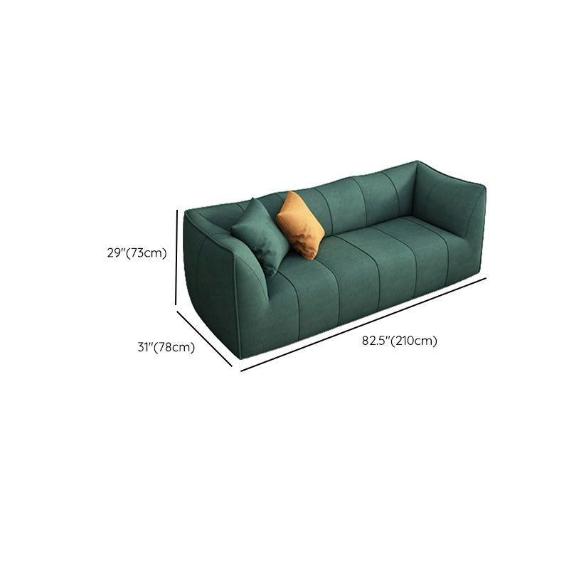Fabric Sofa Contemporary Tuxedo Arm Apartment Seating in Dark Green