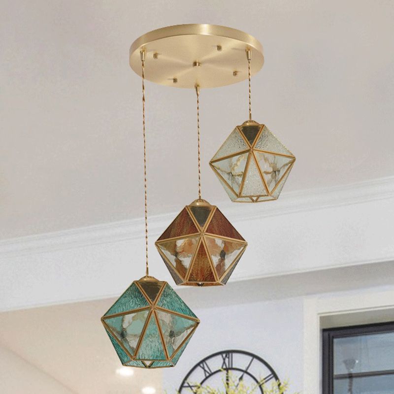 Luci a sospensione della forma di geometria Tiffany Glass 3 Lampade a sospensione
