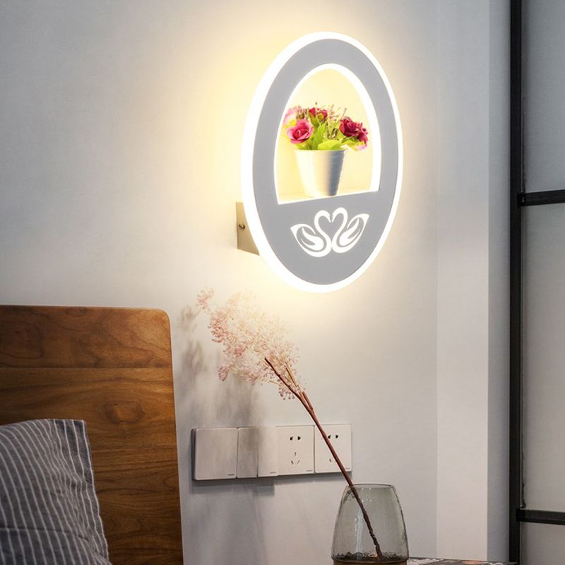 1-Light LED Wall Sconce Light Modern Oval Wall Mount Light for Living Room