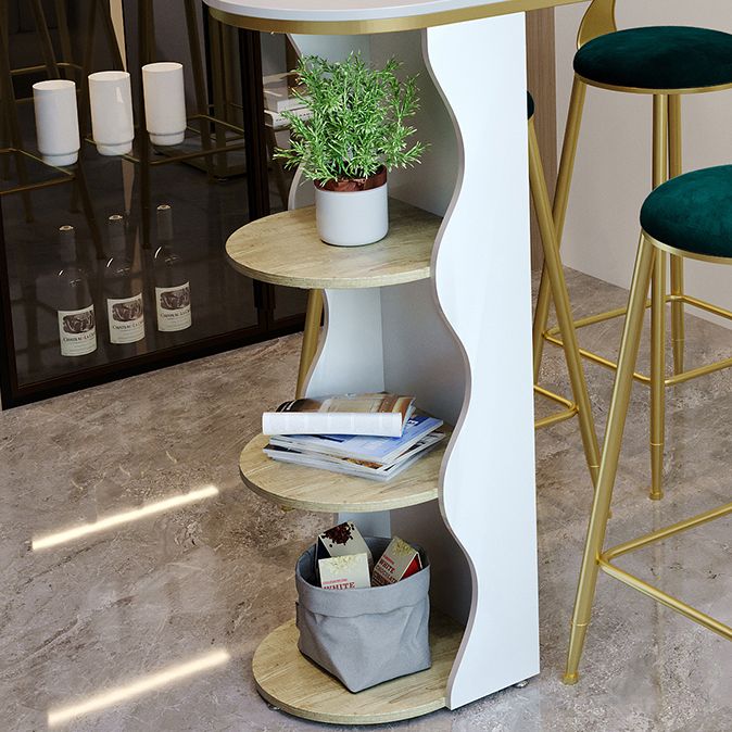 Modern 1/5 Pieces Bar Table Set Stone Counter Table with High Stools for Living Room