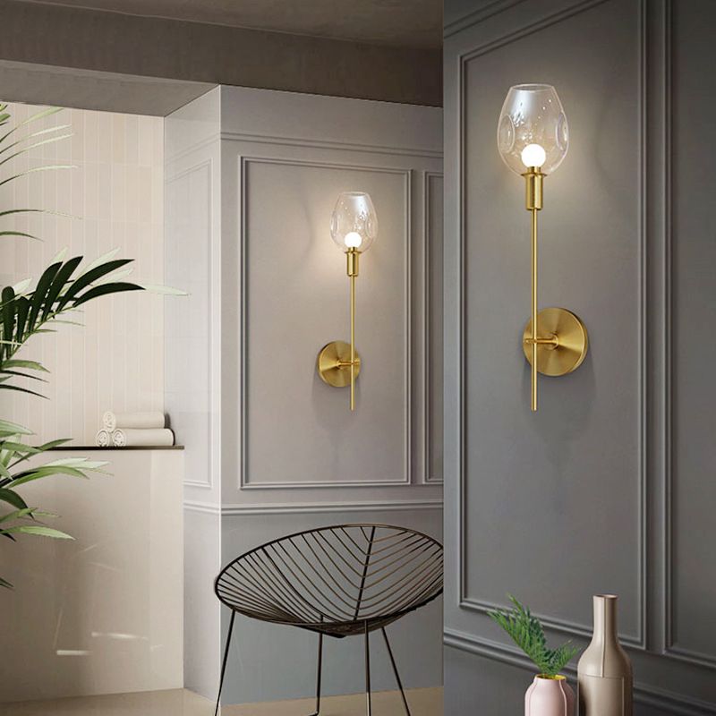 1 Light Wall Mounted Light Fixture Modern Wall Mounted Lighting in Gold