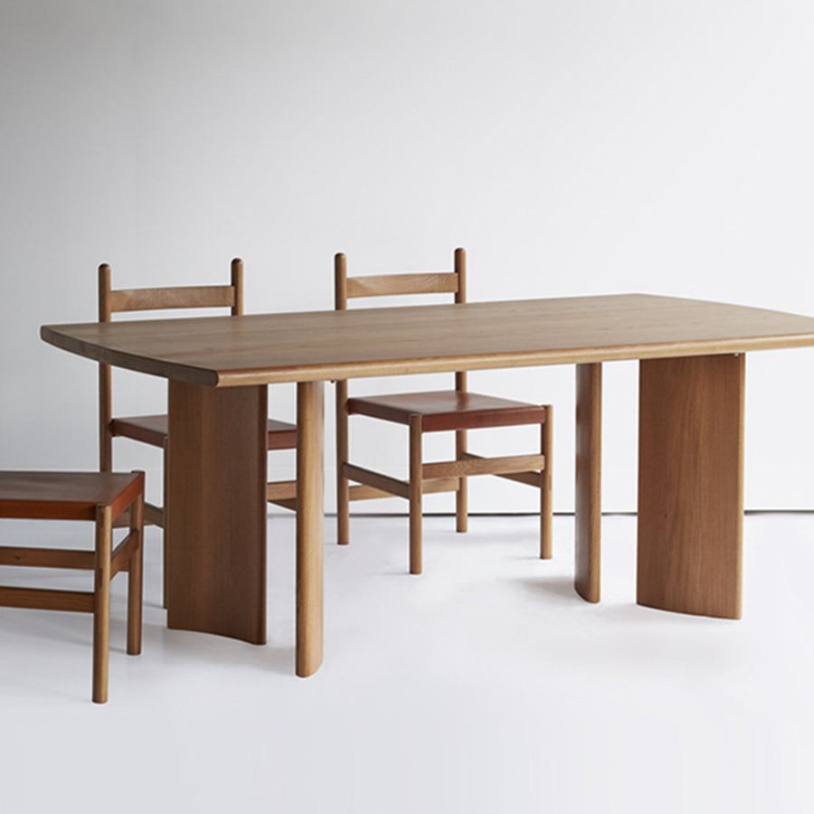 Modern Rectangle Solid Wood Dining Table Tripod Base Dining Table