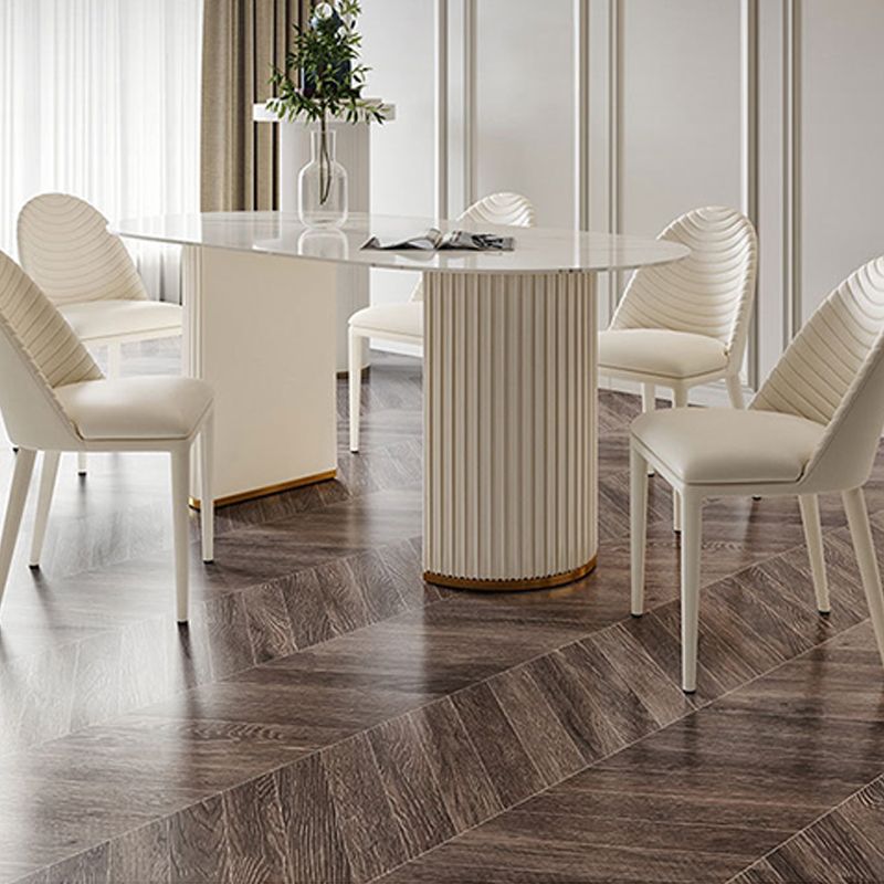 Double Pedestal Dining Room Table Modern Stone Table for Kitchen