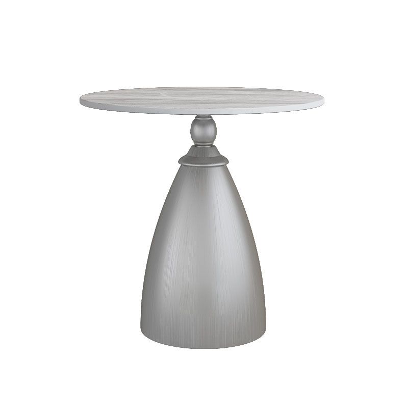 22.4" Tall Iron Pedestal End Table Modern Round Slate Top Side Table