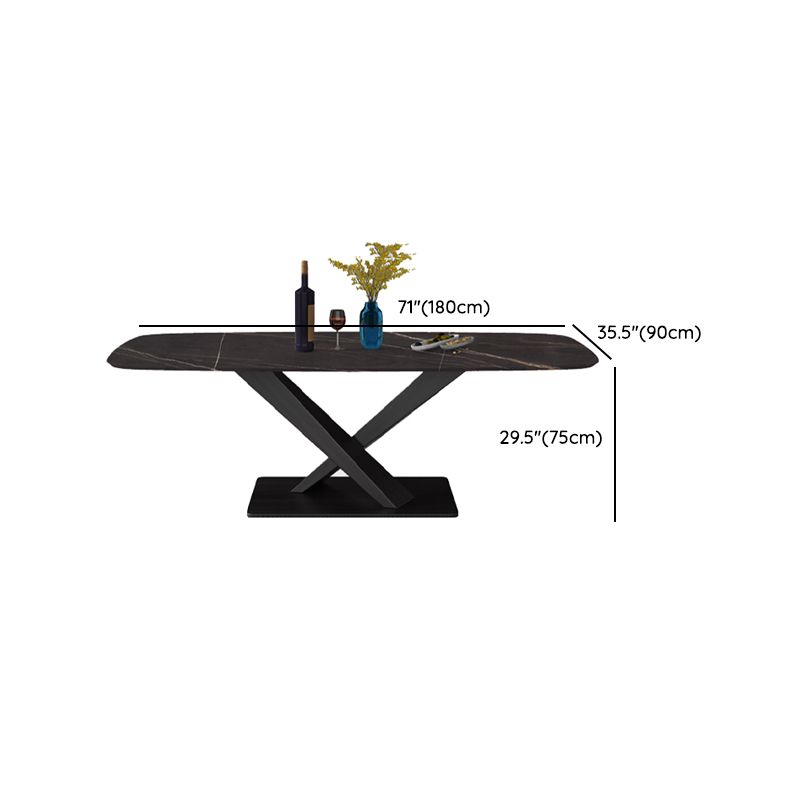 Contemporary Dining Set 1/4/5/7 Pcs Black Sintered Stone Dining Table and Armless Chairs