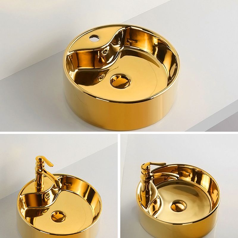 Modern Bathroom Sink Metal Rectangular with Pop-Up Drain and Faucet Vessel Bathroom Sink