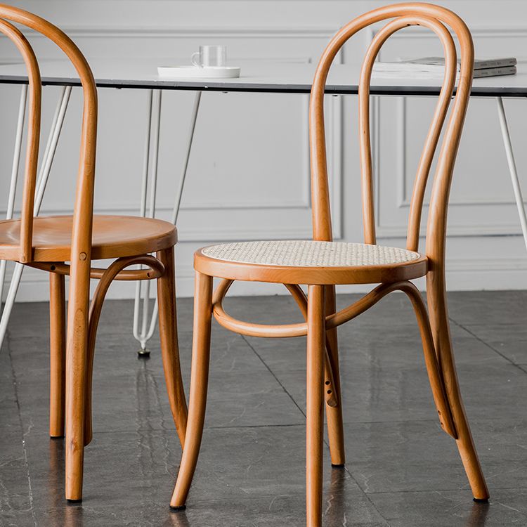 Silla sin brazos de comedor de madera tradicional, silla lateral de comedor individual con respaldo abierto para uso doméstico