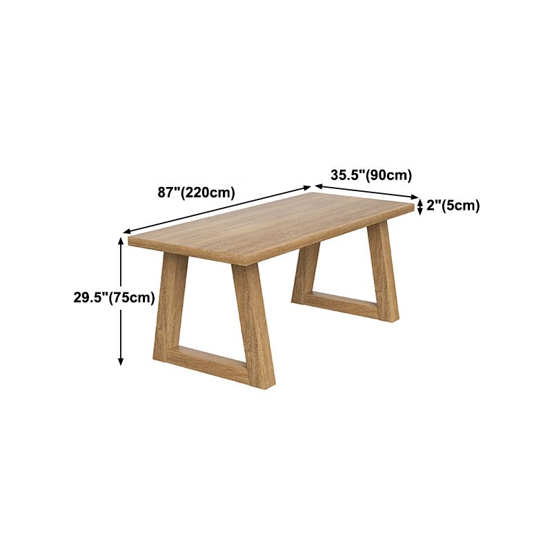 Pine Wood Top Dining Table Modern Rectangle Table with Solid Wood Sled Base