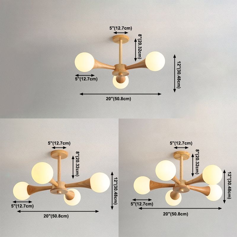 Globe Kronleuchterleuchten moderne Multi-Head-Kronleuchterlampe mit Glasschatten