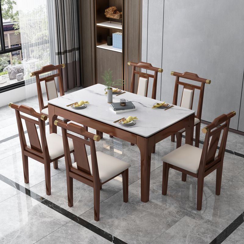 Stone Dining Room Collection Midcentury Style Rectangle 4 Legs Furniture for Home