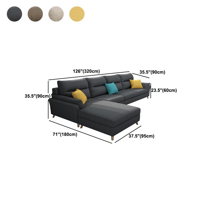 Modern Slipcovered Sofa & Chaise Fabric Flared Arm Sectional