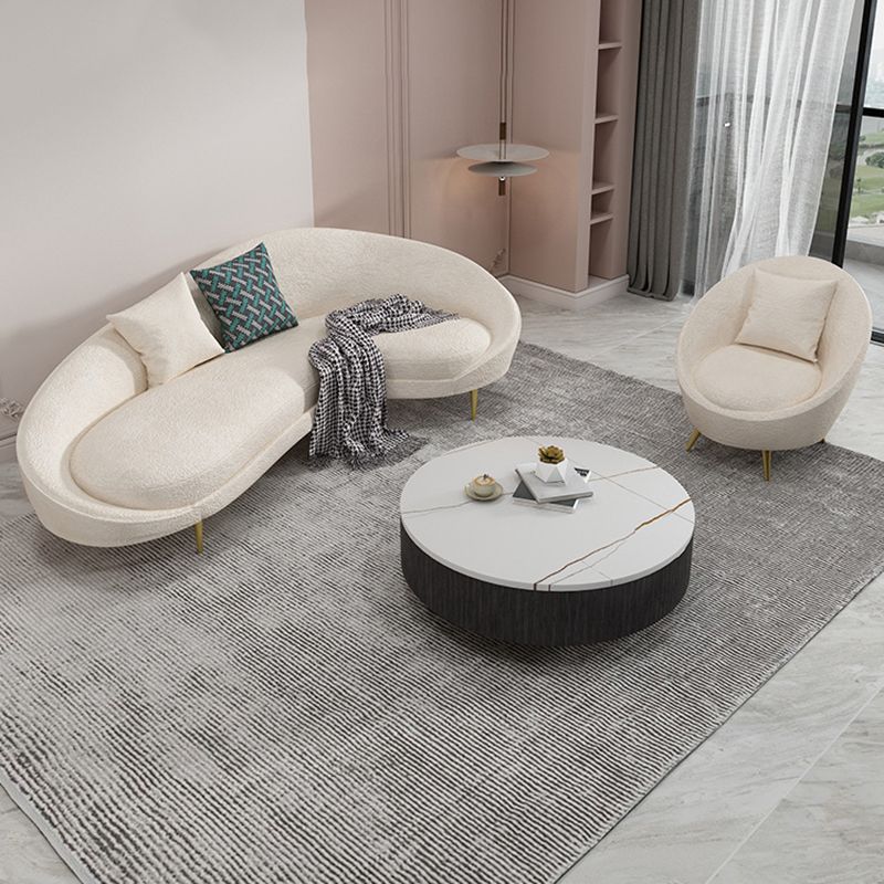 Wool Sloped Arm Sofa Contemporary Curved Sofa for Living Room