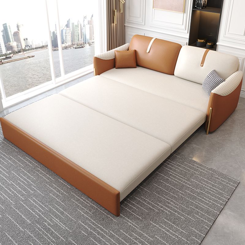 Square Arm Contemporary Faux Leather Stain Resistant Bed Sofa Couch with Pillows