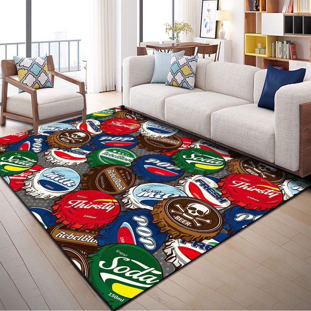 Native American Patterned Rug Multi-Colored Polyester Carpet Machine Washable Pet Friendly Non-Slip Backing Rug for Room