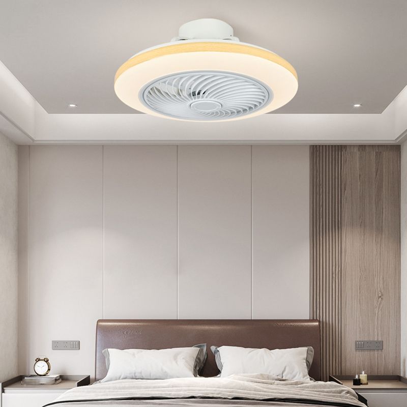 1 - Light LED Ceiling Fan Plastic and Acrylic in White Fan Fixture