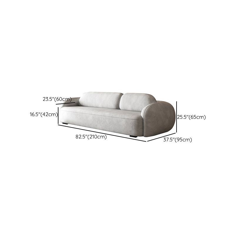 Contemporary 2/3-seater Sofa in Gray Faux Leather Round Arm Sofa