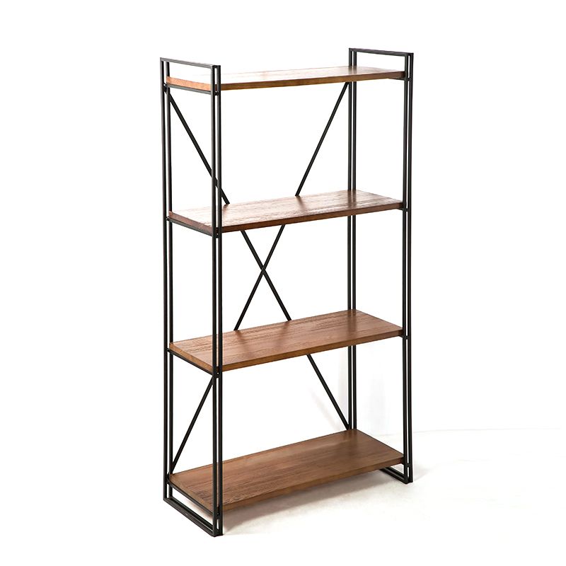 Industrial Style Bookshelf Open Shelf Solid Wood Bookcase for Home Office